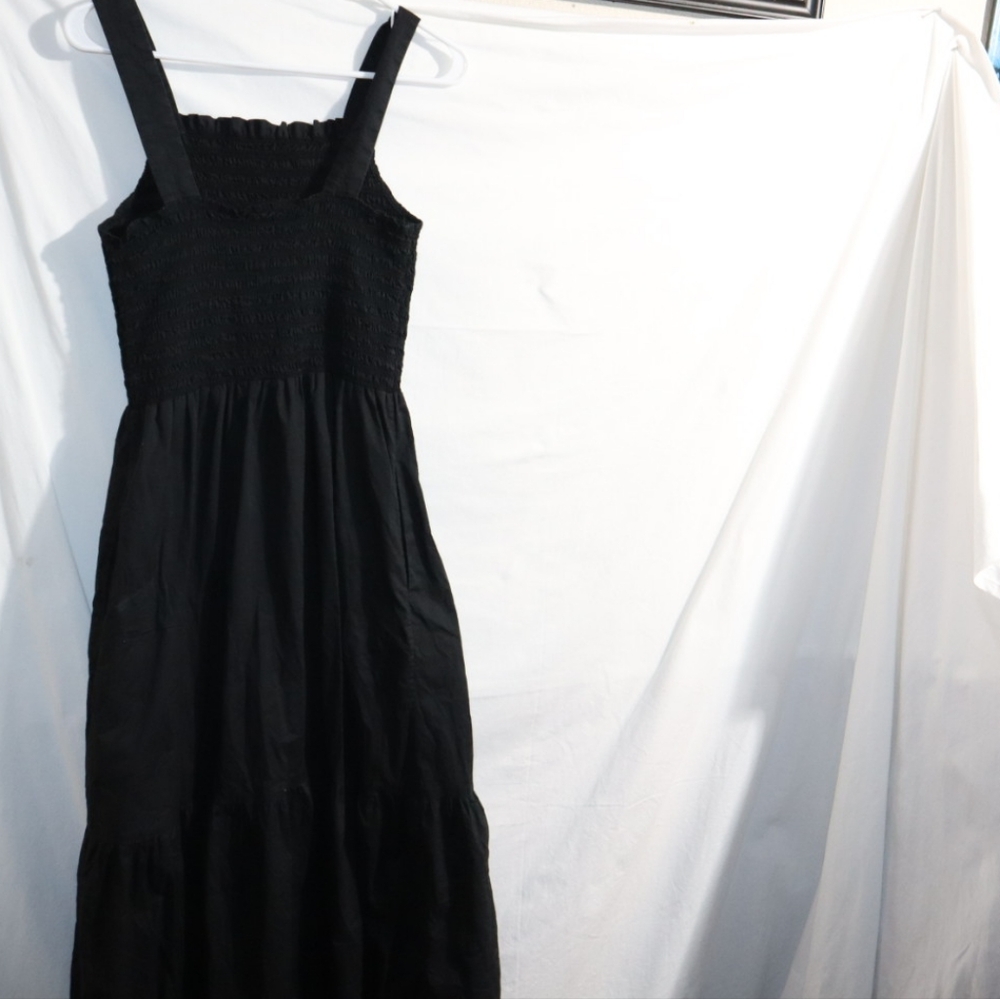 Everlane Black Cotton Smock Dress Long - Picture 8 of 15